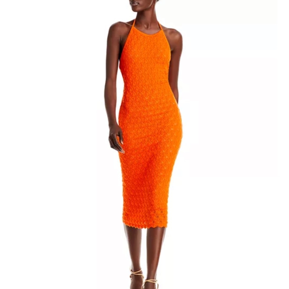 Alice + Olivia Orange Halter Knit Dress